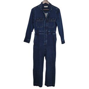 Madewell Womens Denim Slim Coverall Fanning Wash Jumpsuit Size 6 Button Front